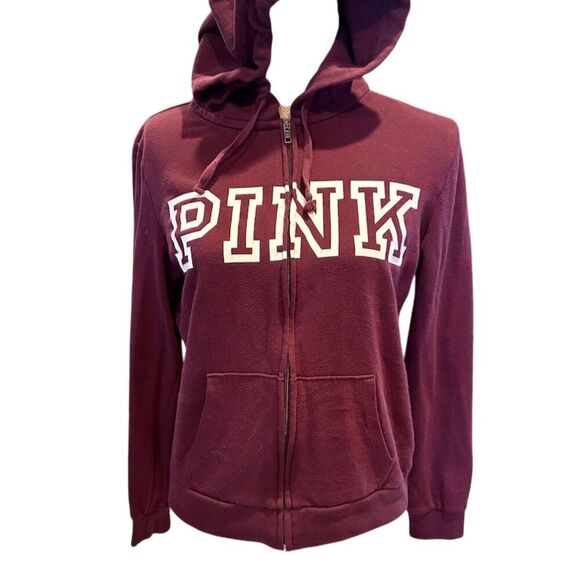 PINK Victoria's Secret Tops - Victoria's Secret PINK Women's Maroon Full Zip Hoodie Jacket Size S